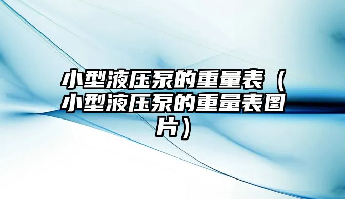 小型液壓泵的重量表（小型液壓泵的重量表圖片）