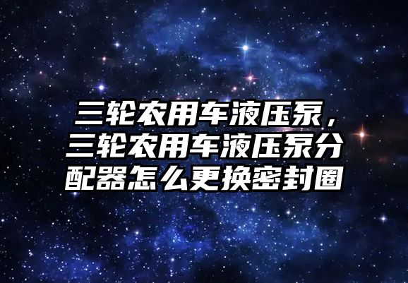 三輪農(nóng)用車液壓泵，三輪農(nóng)用車液壓泵分配器怎么更換密封圈