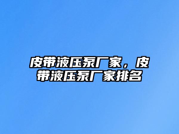 皮帶液壓泵廠家，皮帶液壓泵廠家排名