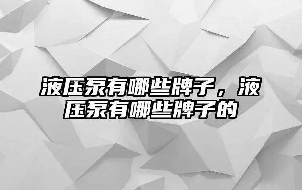 液壓泵有哪些牌子，液壓泵有哪些牌子的