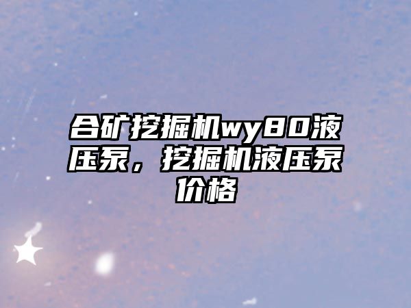 合礦挖掘機wy80液壓泵，挖掘機液壓泵價格