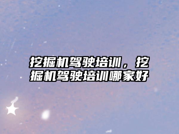 挖掘機駕駛培訓(xùn)，挖掘機駕駛培訓(xùn)哪家好