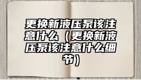 更換新液壓泵該注意什么（更換新液壓泵該注意什么細(xì)節(jié)）