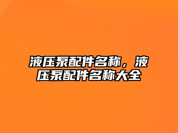 液壓泵配件名稱，液壓泵配件名稱大全