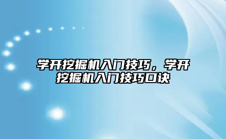 學開挖掘機入門技巧，學開挖掘機入門技巧口訣