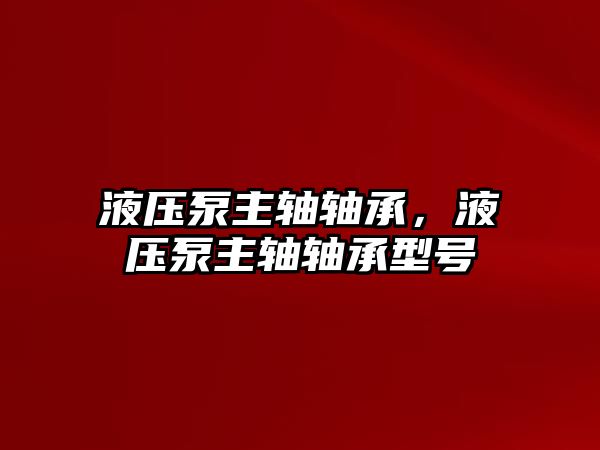 液壓泵主軸軸承，液壓泵主軸軸承型號(hào)