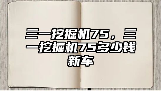 三一挖掘機(jī)75，三一挖掘機(jī)75多少錢新車