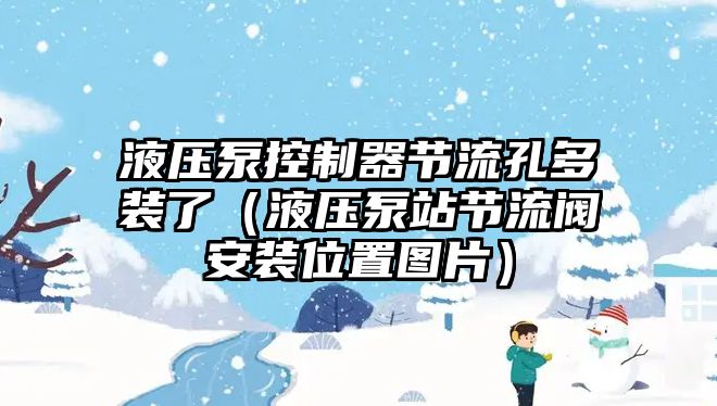 液壓泵控制器節(jié)流孔多裝了（液壓泵站節(jié)流閥安裝位置圖片）