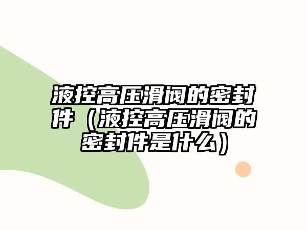 液控高壓滑閥的密封件（液控高壓滑閥的密封件是什么）