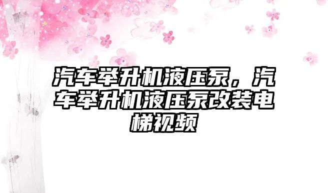 汽車舉升機(jī)液壓泵，汽車舉升機(jī)液壓泵改裝電梯視頻