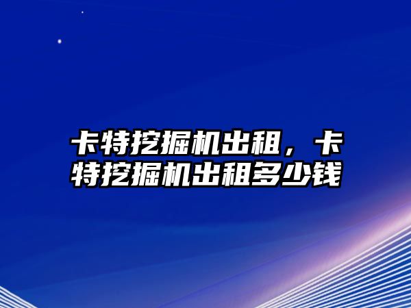 卡特挖掘機(jī)出租，卡特挖掘機(jī)出租多少錢