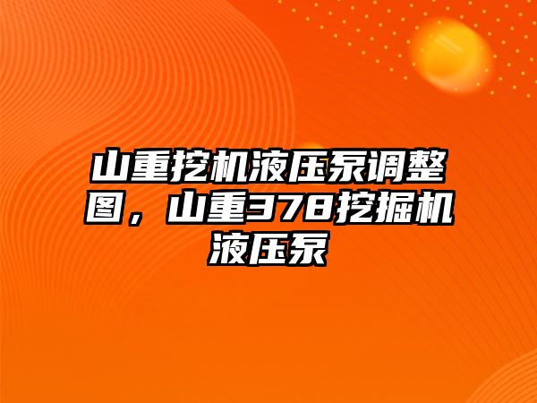 山重挖機(jī)液壓泵調(diào)整圖，山重378挖掘機(jī)液壓泵