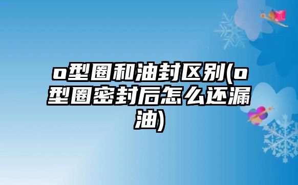 o型圈和油封區(qū)別(o型圈密封后怎么還漏油)