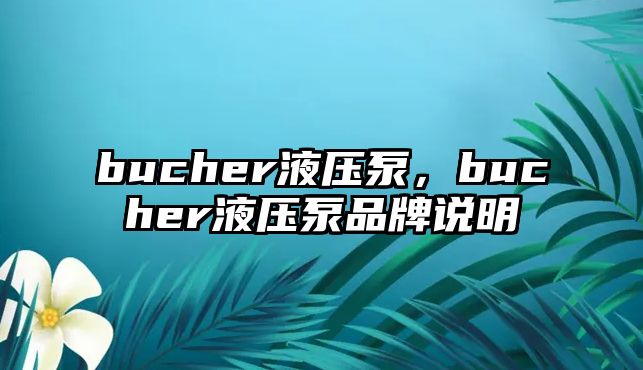 bucher液壓泵，bucher液壓泵品牌說明