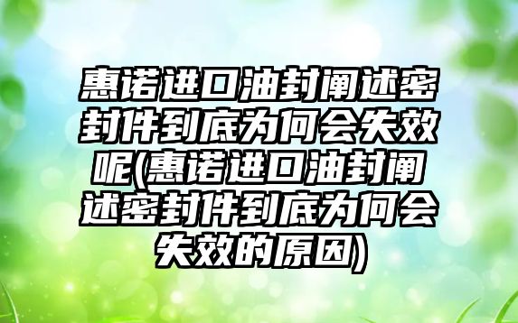 惠諾進(jìn)口油封闡述密封件到底為何會失效呢(惠諾進(jìn)口油封闡述密封件到底為何會失效的原因)