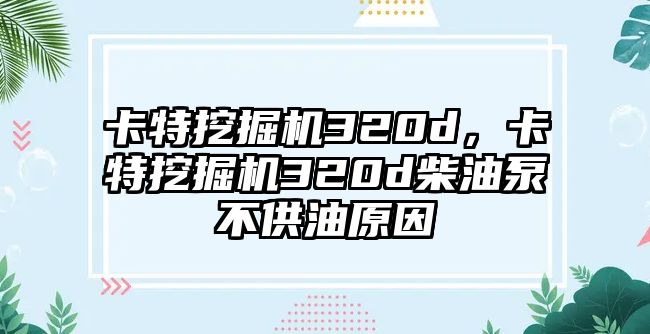 卡特挖掘機(jī)320d，卡特挖掘機(jī)320d柴油泵不供油原因