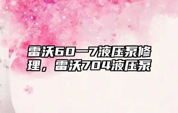 雷沃60一7液壓泵修理，雷沃704液壓泵