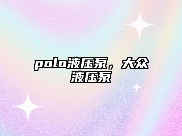 polo液壓泵，大眾液壓泵