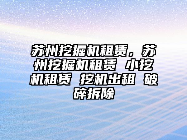 蘇州挖掘機租賃，蘇州挖掘機租賃 小挖機租賃 挖機出租 破碎拆除