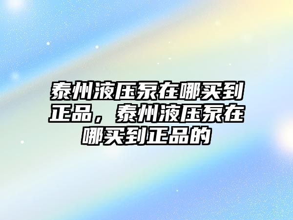 泰州液壓泵在哪買到正品，泰州液壓泵在哪買到正品的