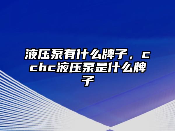 液壓泵有什么牌子，cchc液壓泵是什么牌子