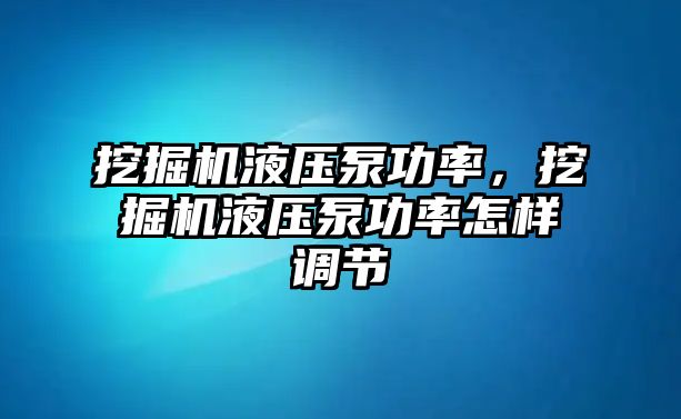 挖掘機(jī)液壓泵功率，挖掘機(jī)液壓泵功率怎樣調(diào)節(jié)