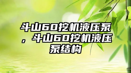 斗山60挖機液壓泵，斗山60挖機液壓泵結(jié)構(gòu)