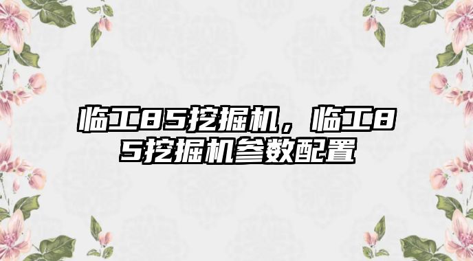 臨工85挖掘機，臨工85挖掘機參數配置