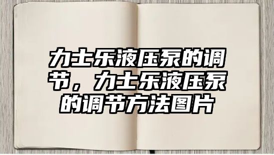 力士樂(lè)液壓泵的調(diào)節(jié)，力士樂(lè)液壓泵的調(diào)節(jié)方法圖片