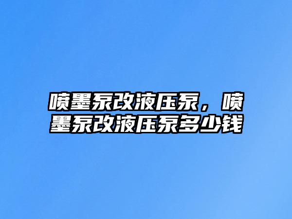 噴墨泵改液壓泵，噴墨泵改液壓泵多少錢