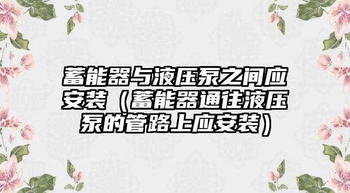 蓄能器與液壓泵之間應(yīng)安裝（蓄能器通往液壓泵的管路上應(yīng)安裝）