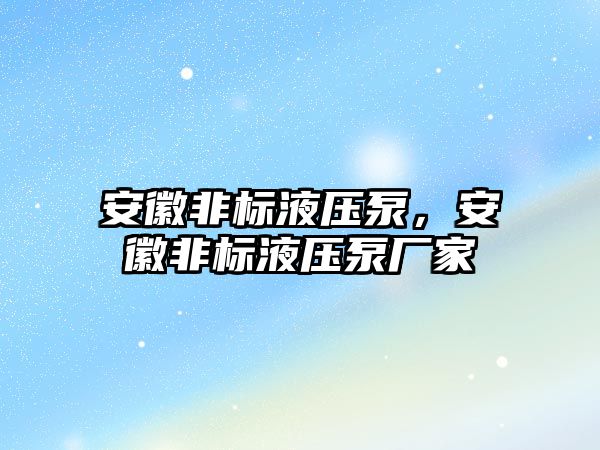 安徽非標(biāo)液壓泵，安徽非標(biāo)液壓泵廠家