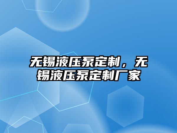 無錫液壓泵定制，無錫液壓泵定制廠家