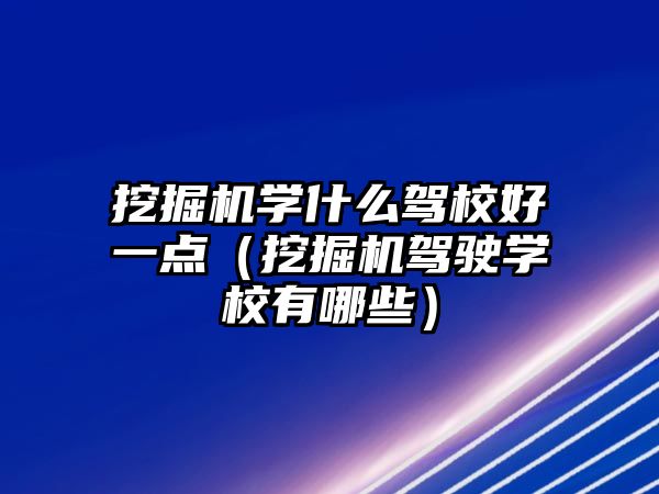 挖掘機(jī)學(xué)什么駕校好一點（挖掘機(jī)駕駛學(xué)校有哪些）