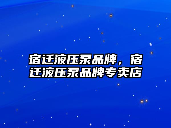 宿遷液壓泵品牌，宿遷液壓泵品牌專賣店