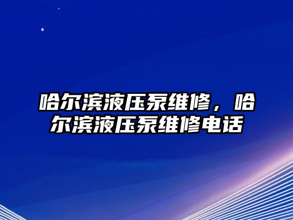 哈爾濱液壓泵維修，哈爾濱液壓泵維修電話