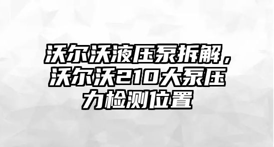 沃爾沃液壓泵拆解，沃爾沃210大泵壓力檢測位置