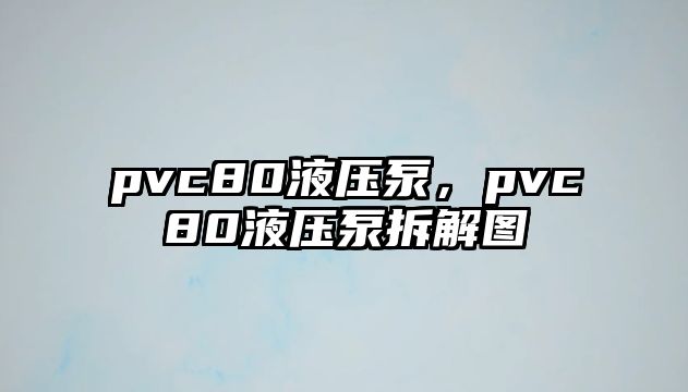 pvc80液壓泵，pvc80液壓泵拆解圖