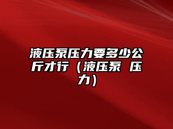 液壓泵壓力要多少公斤才行（液壓泵 壓力）