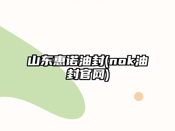 山東惠諾油封(nok油封官網(wǎng))