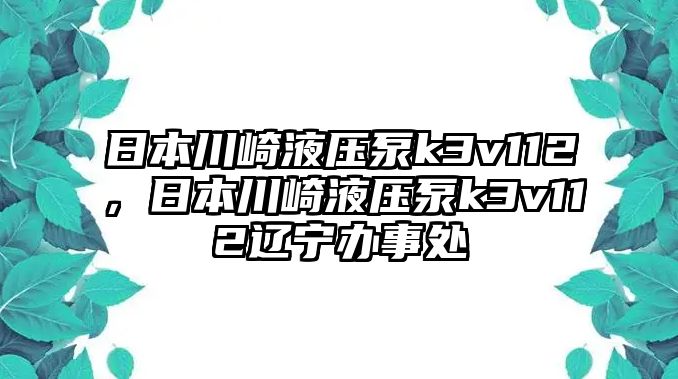 日本川崎液壓泵k3v112，日本川崎液壓泵k3v112遼寧辦事處