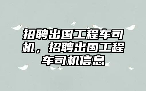 招聘出國(guó)工程車司機(jī)，招聘出國(guó)工程車司機(jī)信息