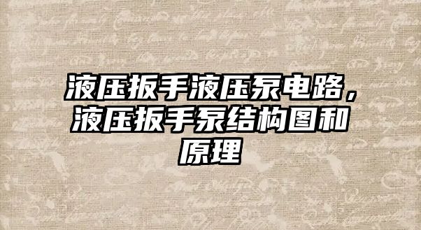 液壓扳手液壓泵電路，液壓扳手泵結(jié)構(gòu)圖和原理