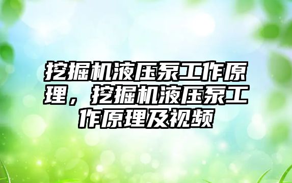 挖掘機液壓泵工作原理，挖掘機液壓泵工作原理及視頻