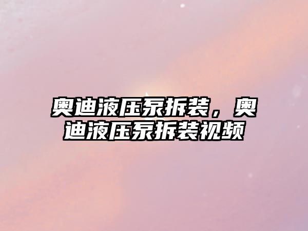 奧迪液壓泵拆裝，奧迪液壓泵拆裝視頻