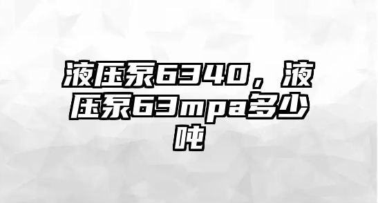 液壓泵6340，液壓泵63mpa多少噸