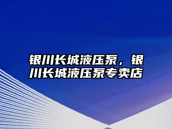 銀川長城液壓泵，銀川長城液壓泵專賣店