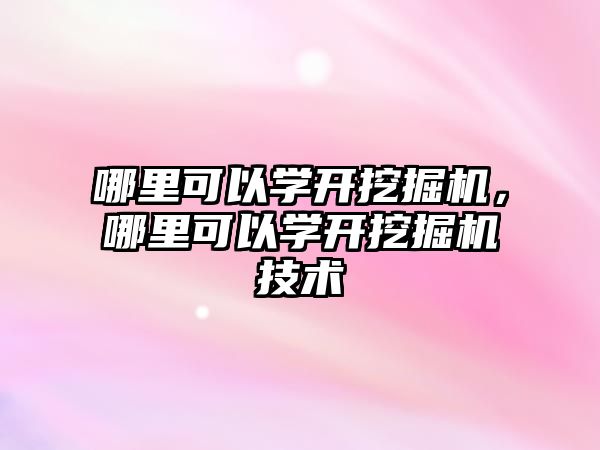 哪里可以學開挖掘機，哪里可以學開挖掘機技術