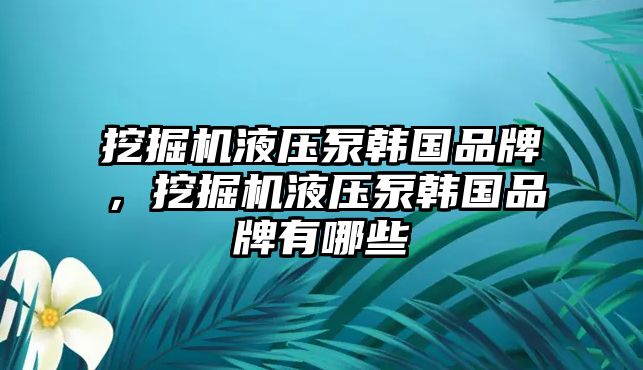 挖掘機(jī)液壓泵韓國品牌，挖掘機(jī)液壓泵韓國品牌有哪些