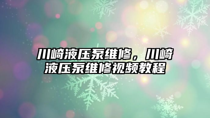 川崎液壓泵維修，川崎液壓泵維修視頻教程